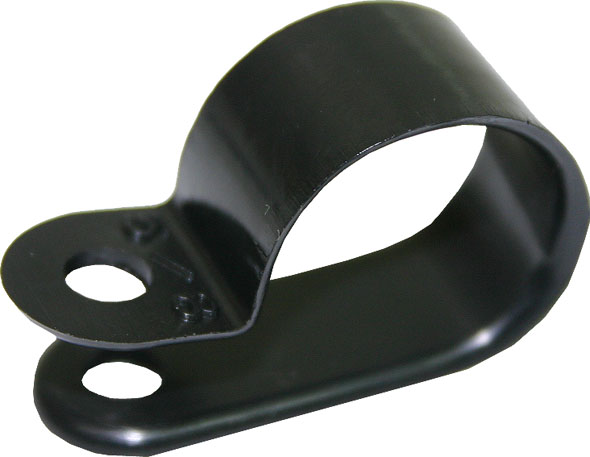 Fastners, Clips, Cable Ties & Tape - Black Plastic P Clip 25mm / 1 Inch